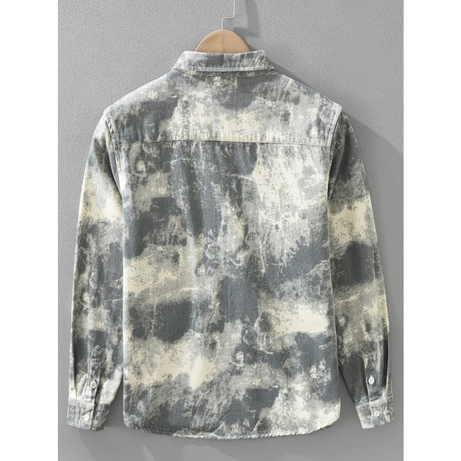 Men’s Plus Size Abstract Print Long Sleeve Casual Shirt Apparel and Accessories
