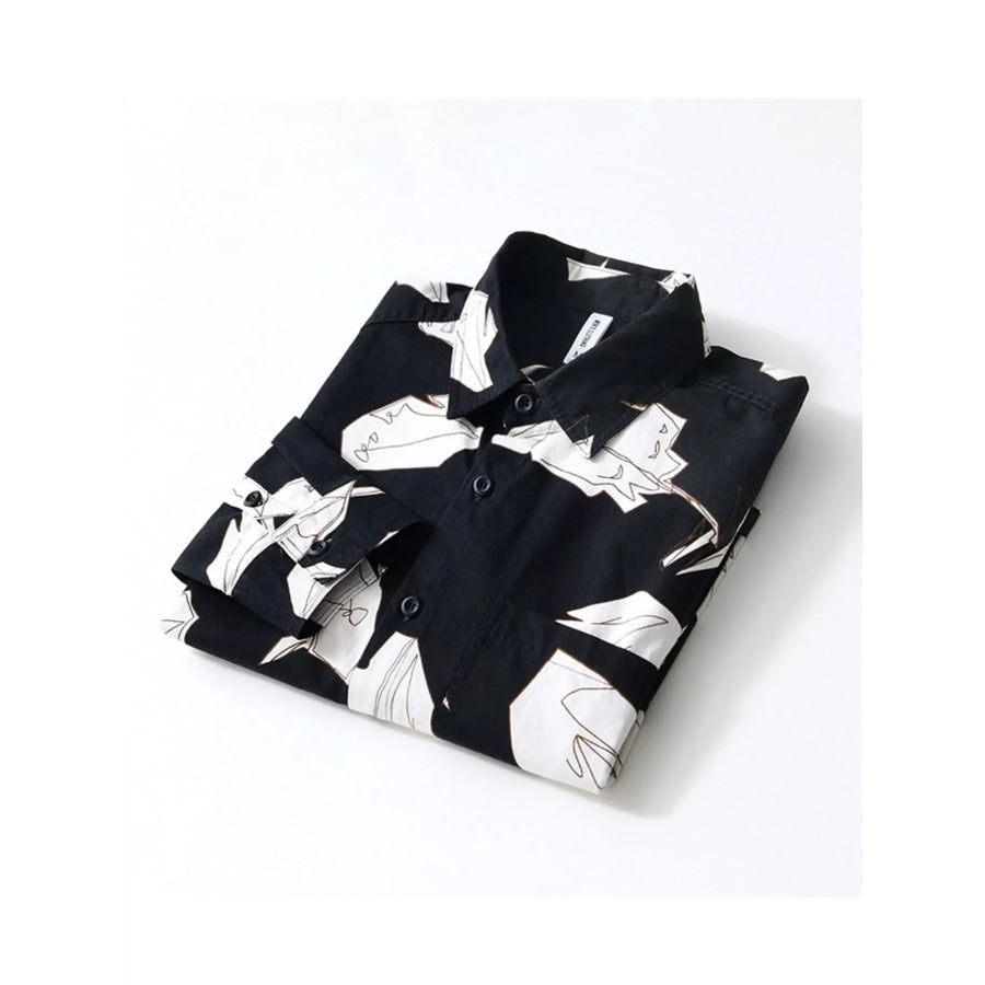 Men’s Plus Size Abstract Print Long Sleeve Casual Shirt Apparel and Accessories
