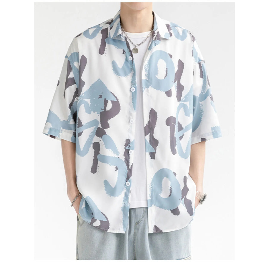 Men’s Plus Size Abstract Print Short Sleeve Shirt Apparel and Accessories
