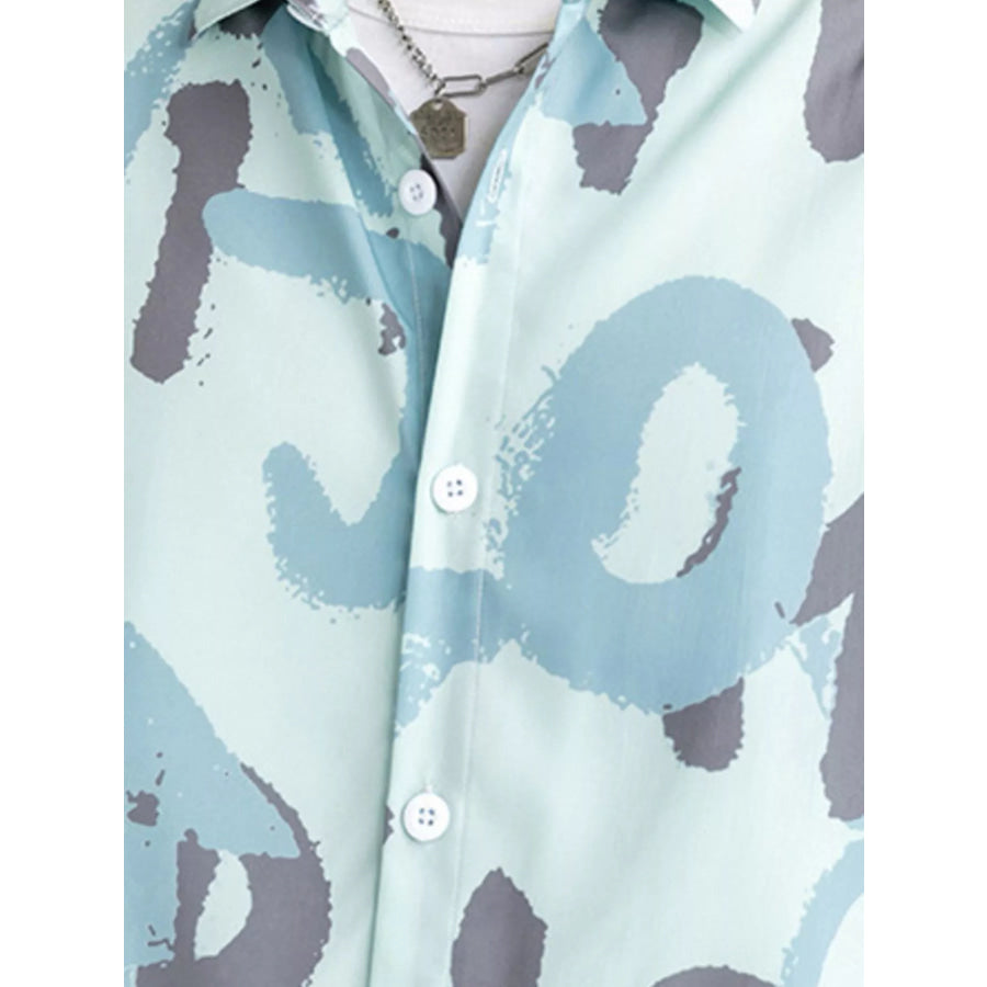 Men’s Plus Size Abstract Print Short Sleeve Shirt Apparel and Accessories