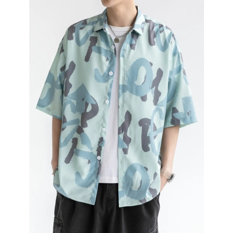 Men’s Plus Size Abstract Print Short Sleeve Shirt Apparel and Accessories
