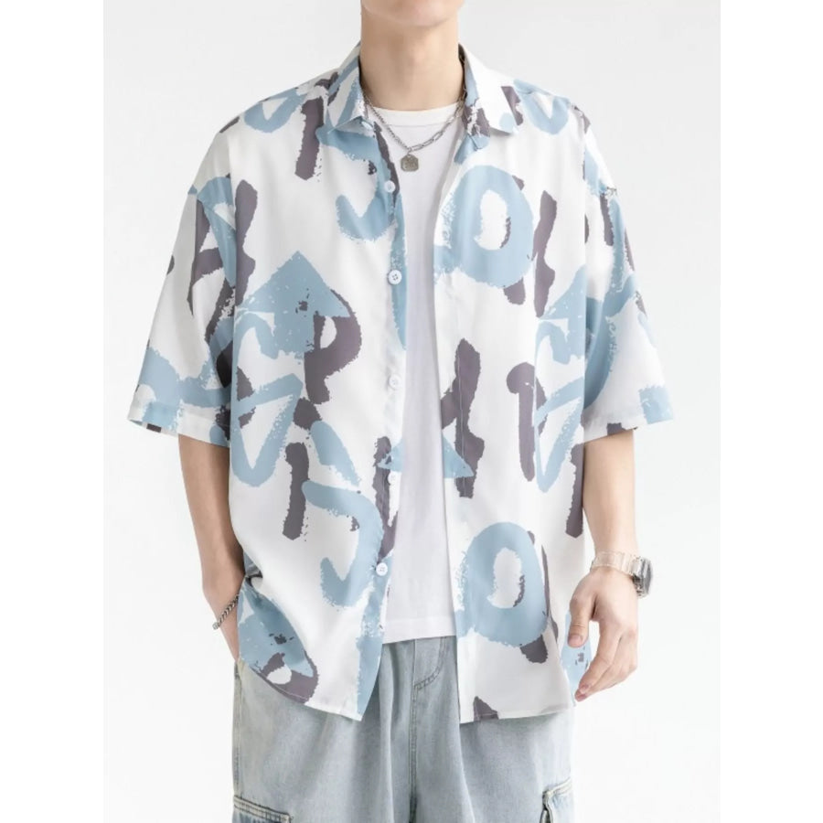Men’s Plus Size Abstract Print Short Sleeve Shirt Apparel and Accessories