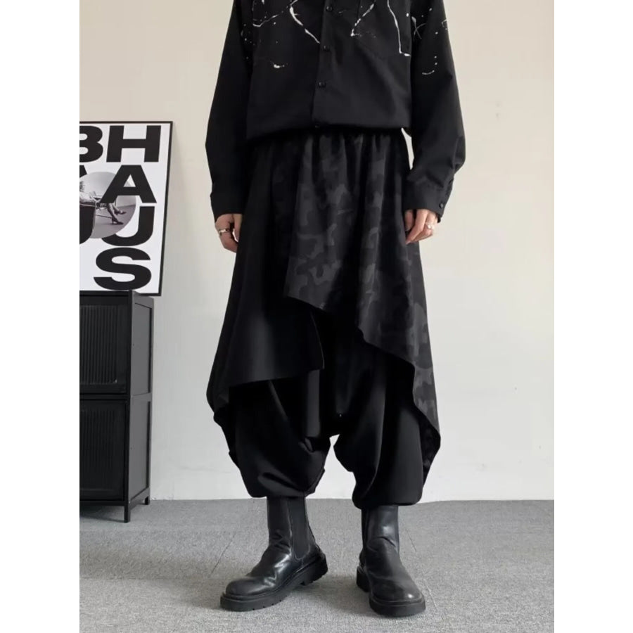 Men’s Plus Size Asymmetrical Camo Waist Harem Pants Apparel and Accessories