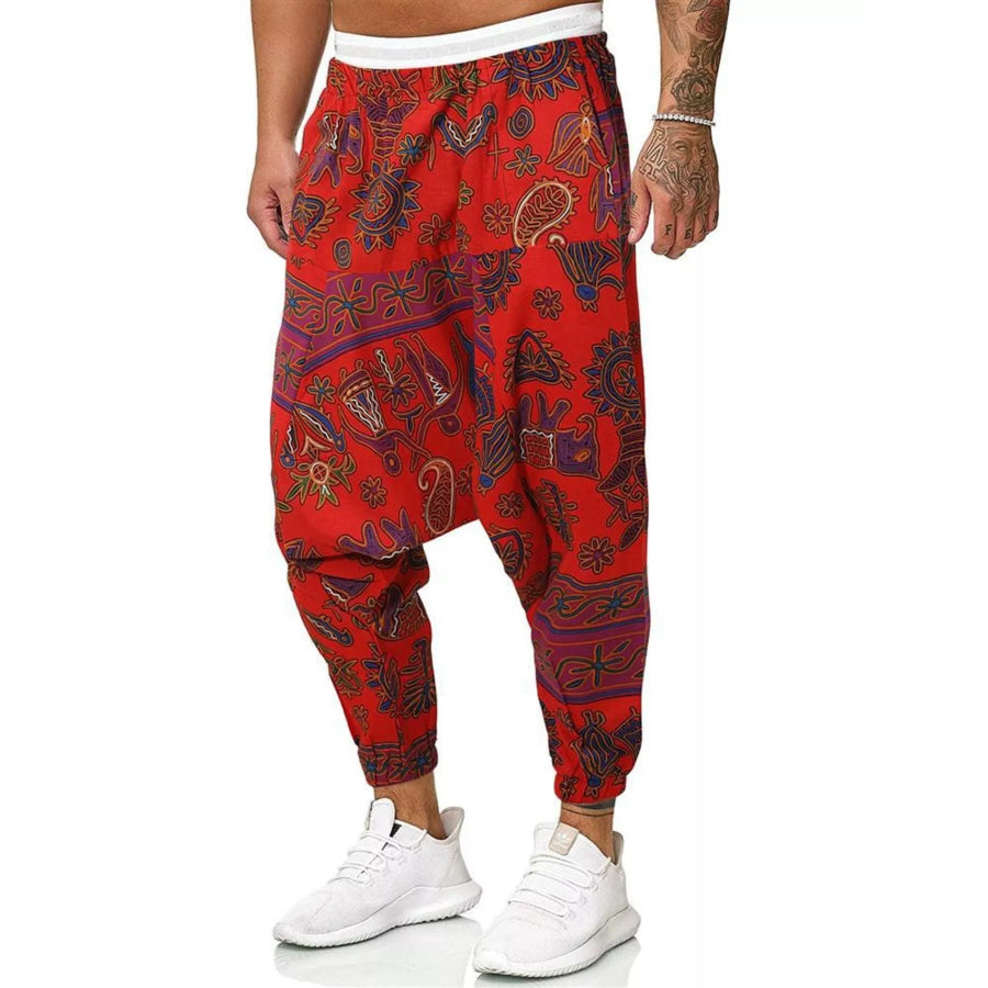 Men’s Plus Size Bohemian Print Harem Pants Apparel and Accessories