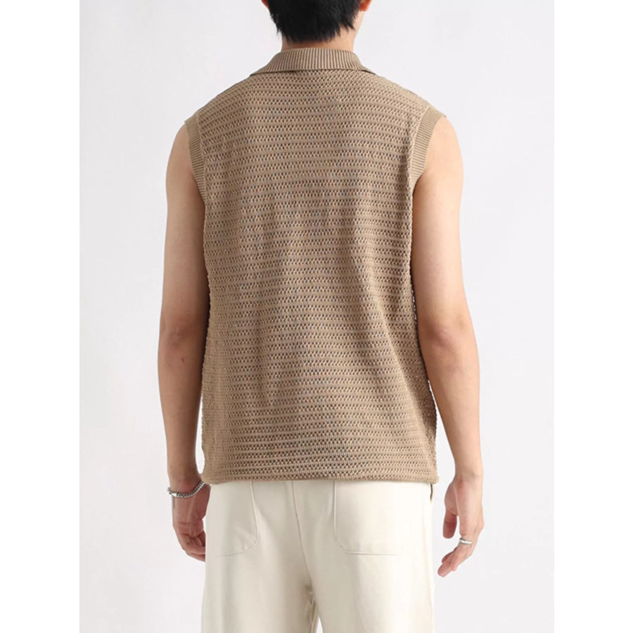 Men’s Plus Size Breathable Knit Polo Collar Tank Apparel and Accessories