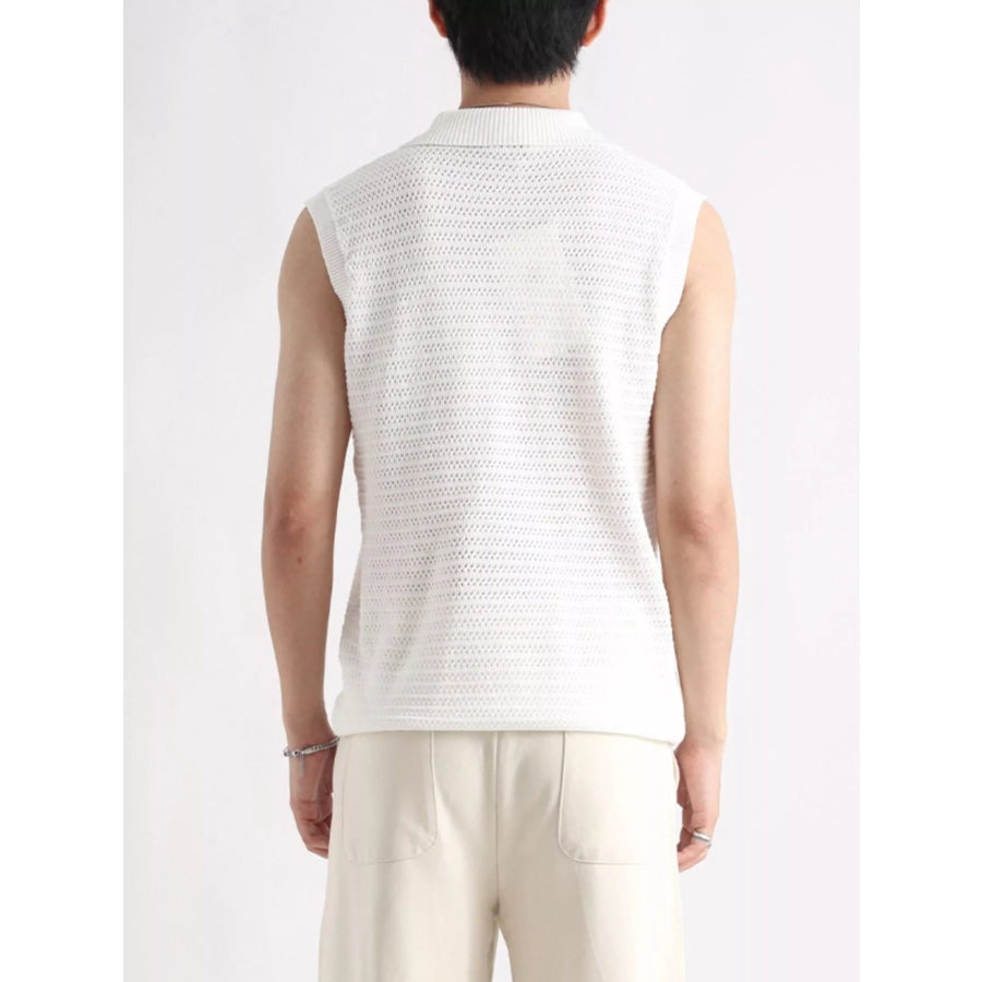 Men’s Plus Size Breathable Knit Polo Collar Tank Apparel and Accessories