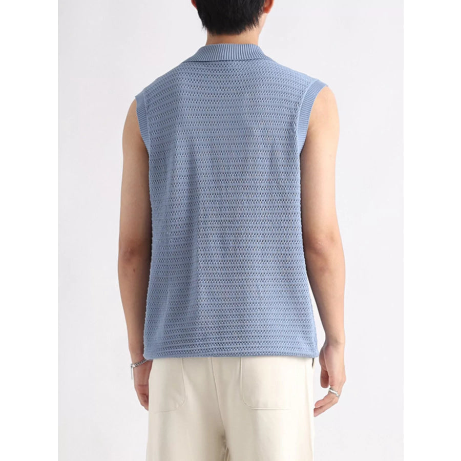 Men’s Plus Size Breathable Knit Polo Collar Tank Apparel and Accessories