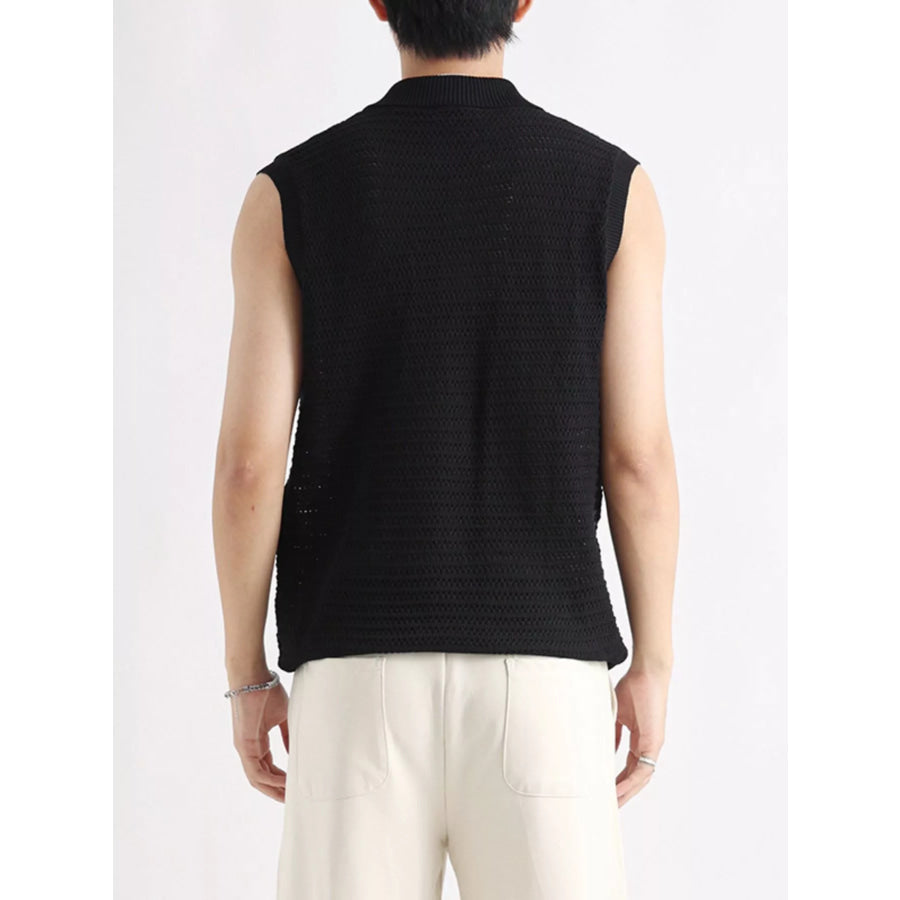 Men’s Plus Size Breathable Knit Polo Collar Tank Apparel and Accessories