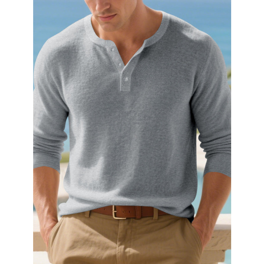 Men’s Plus Size Breathable Long Sleeve T-Shirt Light Gray / M Apparel and Accessories