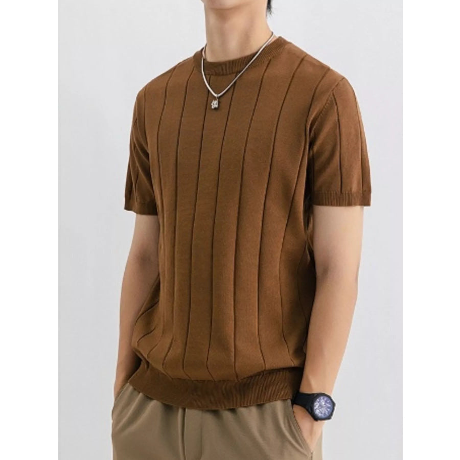 Men’s Plus Size Breathable Short Sleeve T-Shirt Brown / M Apparel and Accessories
