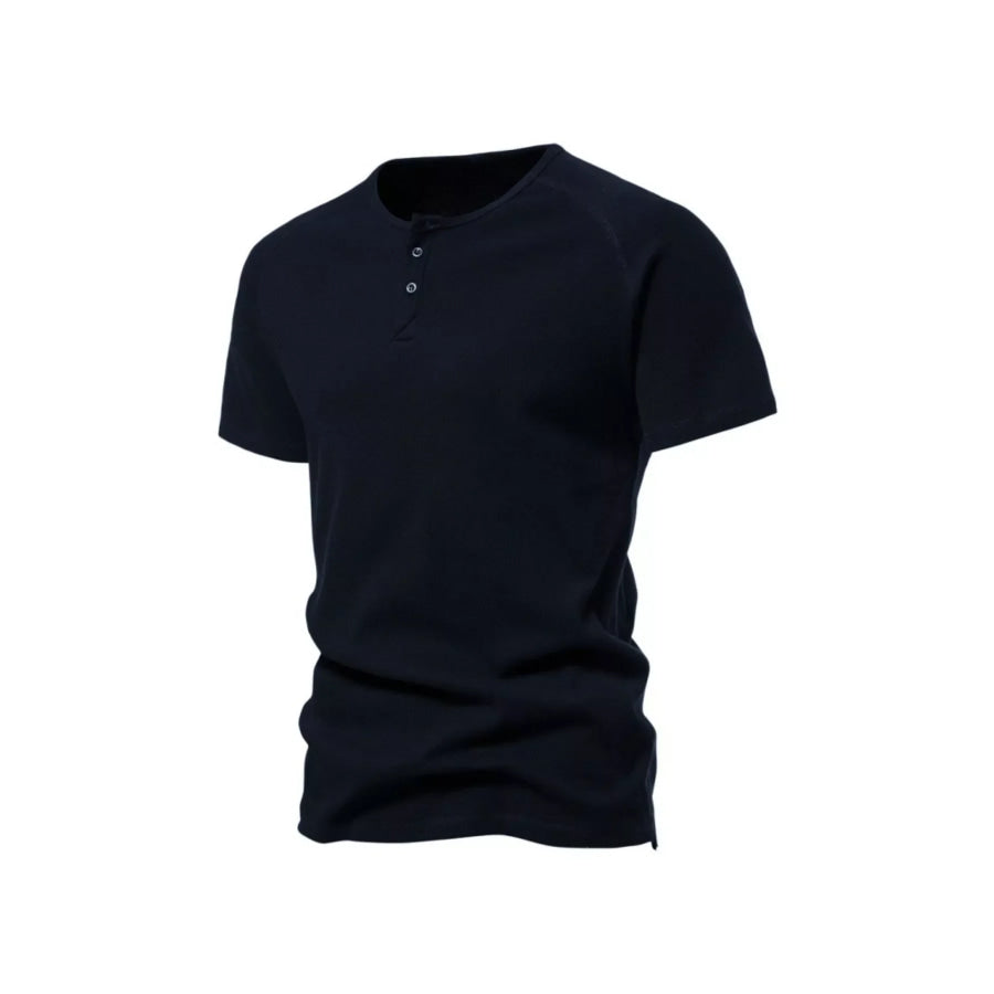 Men’s Plus Size Button Detail Casual Henley T-Shirt Apparel and Accessories