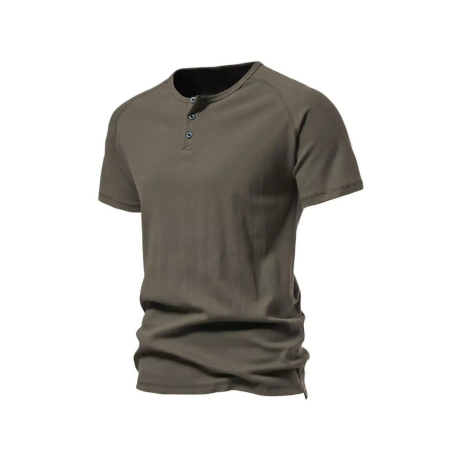 Men’s Plus Size Button Detail Casual Henley T-Shirt Apparel and Accessories