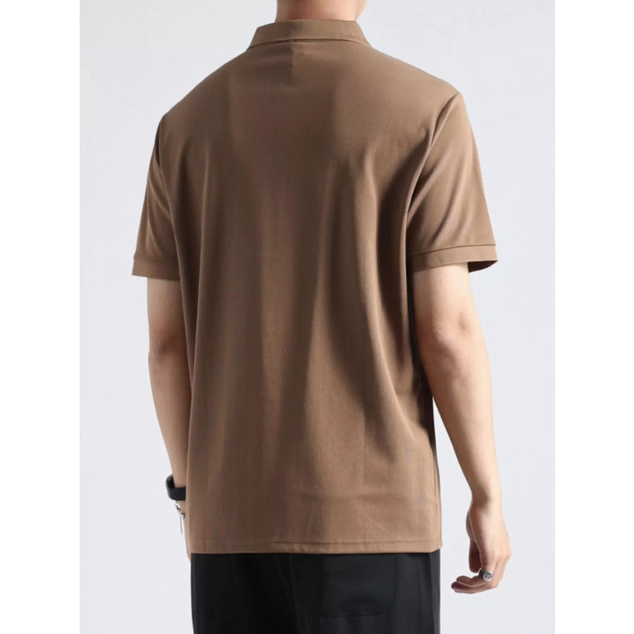 Men’s Plus Size Button Detail Casual Textured Polo Apparel and Accessories