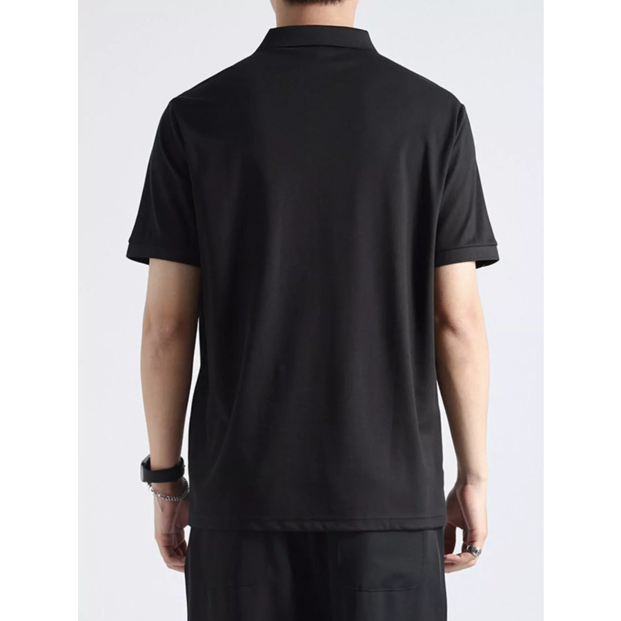 Men’s Plus Size Button Detail Casual Textured Polo Apparel and Accessories