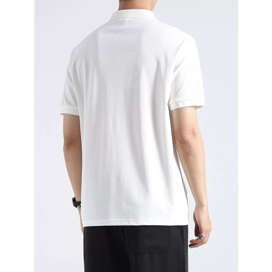 Men’s Plus Size Button Detail Casual Textured Polo Apparel and Accessories