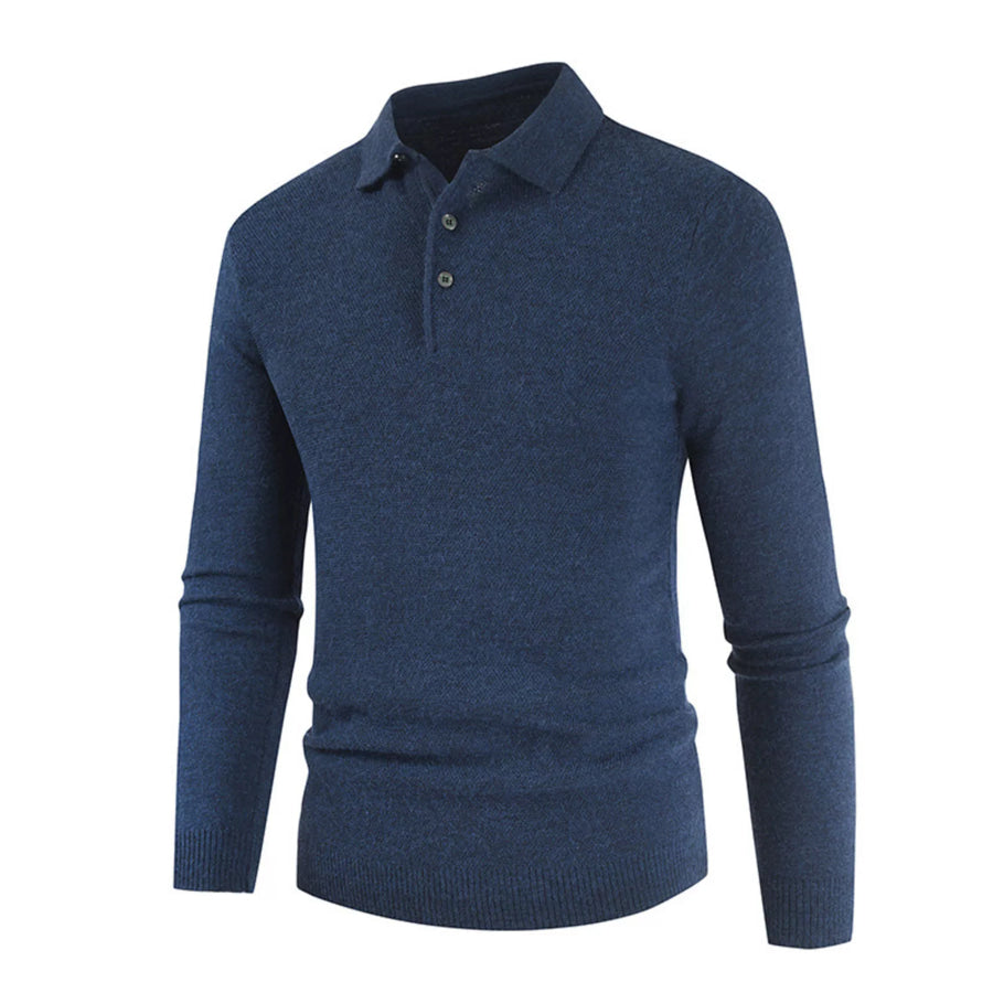 Men’s Plus Size Button Detail Long Sleeve Knit Top Navy / M Apparel and Accessories