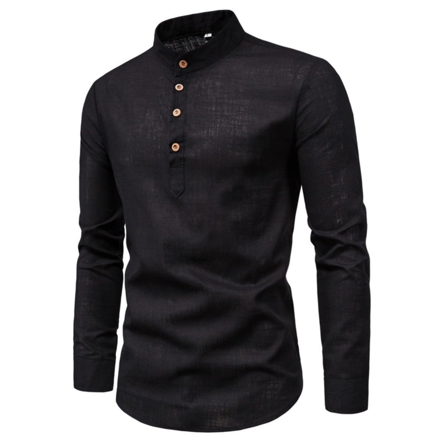 Men’s Plus Size Button Detail Long Sleeve Shirt Black / M Apparel and Accessories
