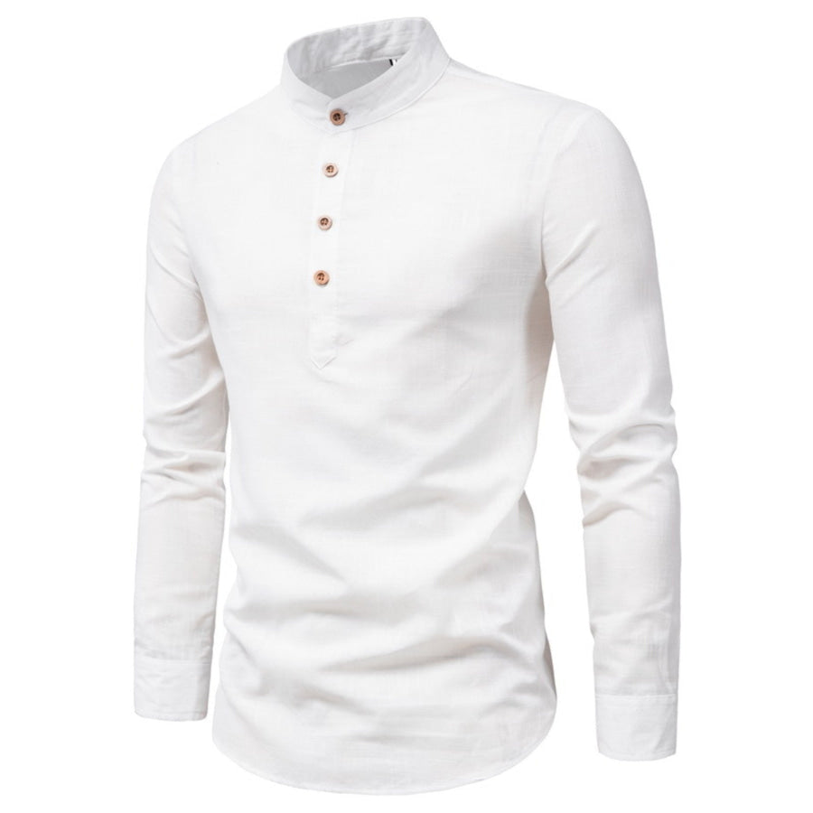 Men’s Plus Size Button Detail Long Sleeve Shirt White / M Apparel and Accessories