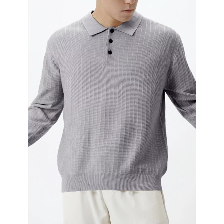 Men’s Plus Size Button Detail Ribbed Knit Sweater Apparel and Accessories
