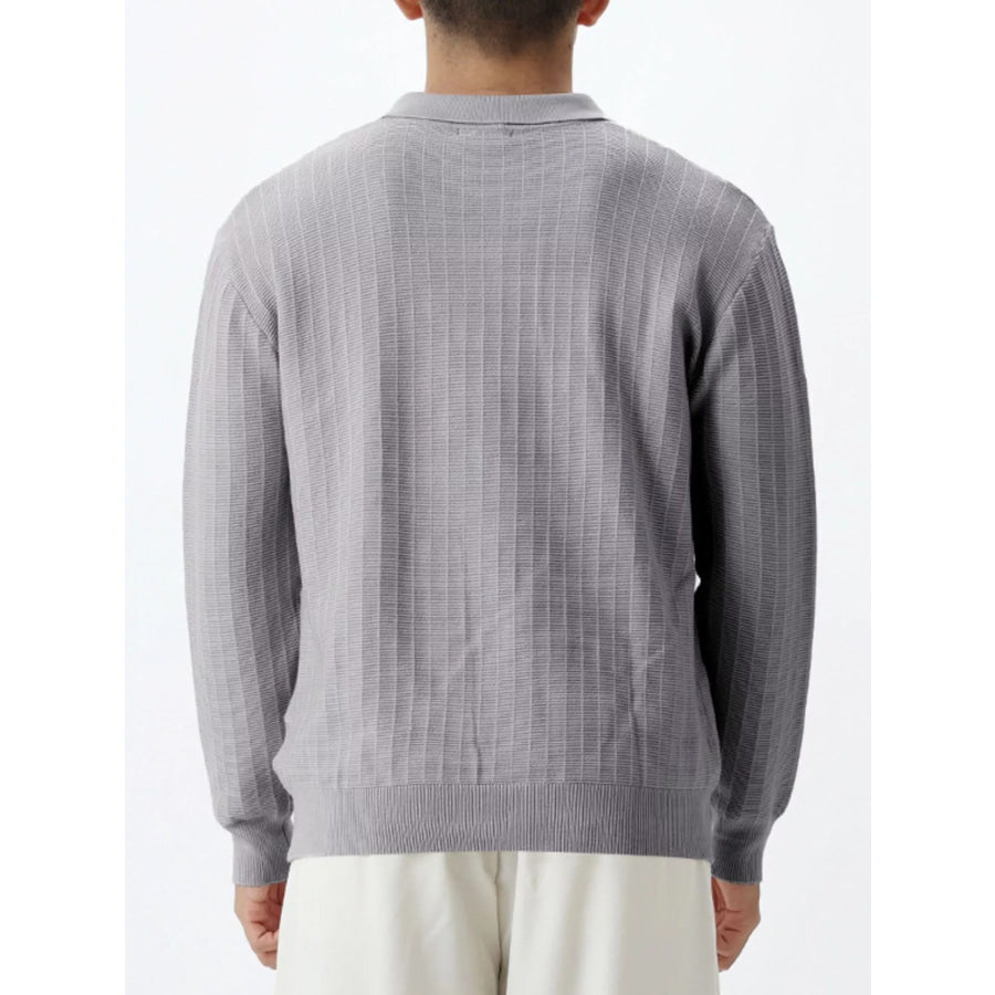 Men’s Plus Size Button Detail Ribbed Knit Sweater Apparel and Accessories