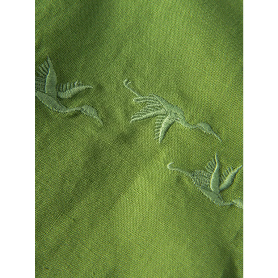 Men’s Plus Size Button Detail Short Sleeve Blouse Green / M Apparel and Accessories