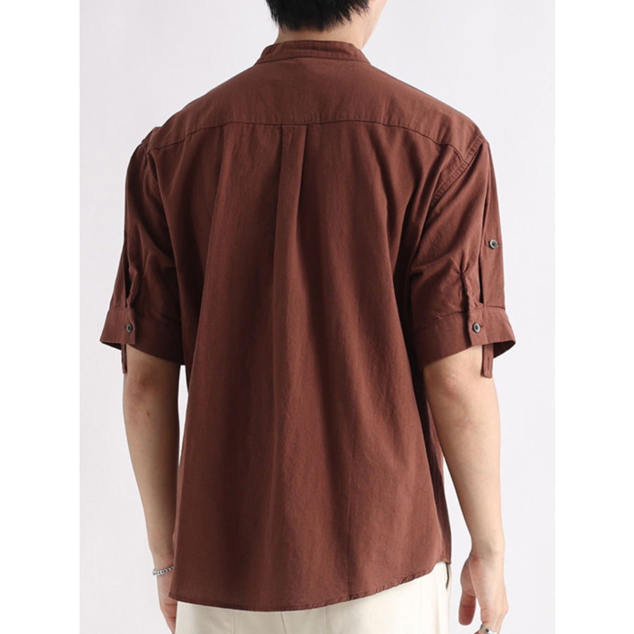 Men’s Plus Size Button Detail Short Sleeve Blouse Apparel and Accessories