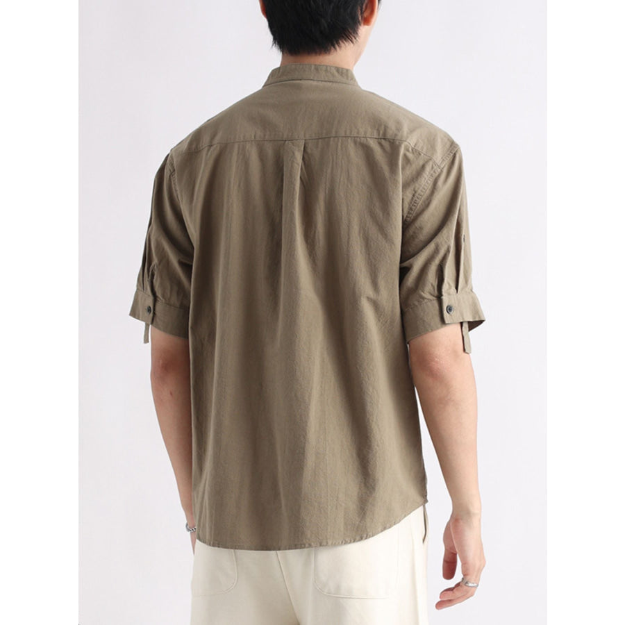Men’s Plus Size Button Detail Short Sleeve Blouse Apparel and Accessories