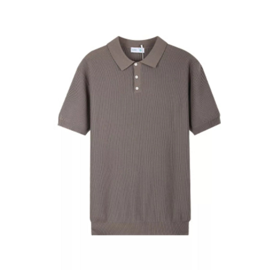 Men’s Plus Size Button Detail Short Sleeve Polo Light Brown / M Apparel and Accessories
