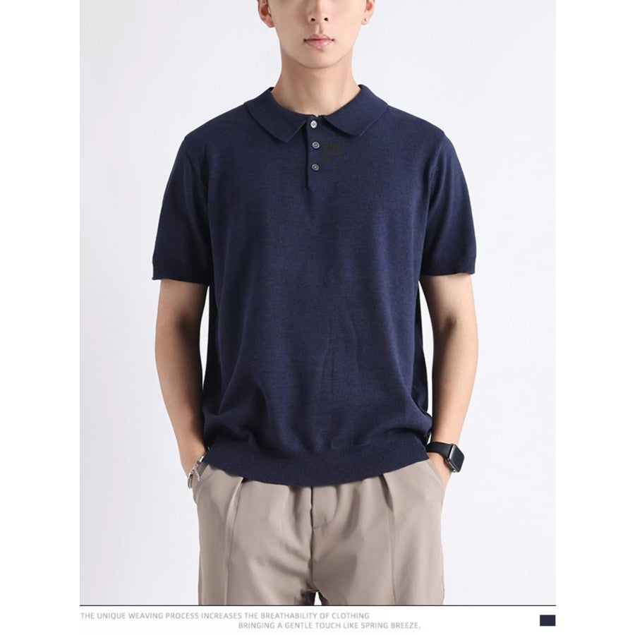 Men’s Plus Size Button Detail Short-Sleeve Polo Navy / M Apparel and Accessories