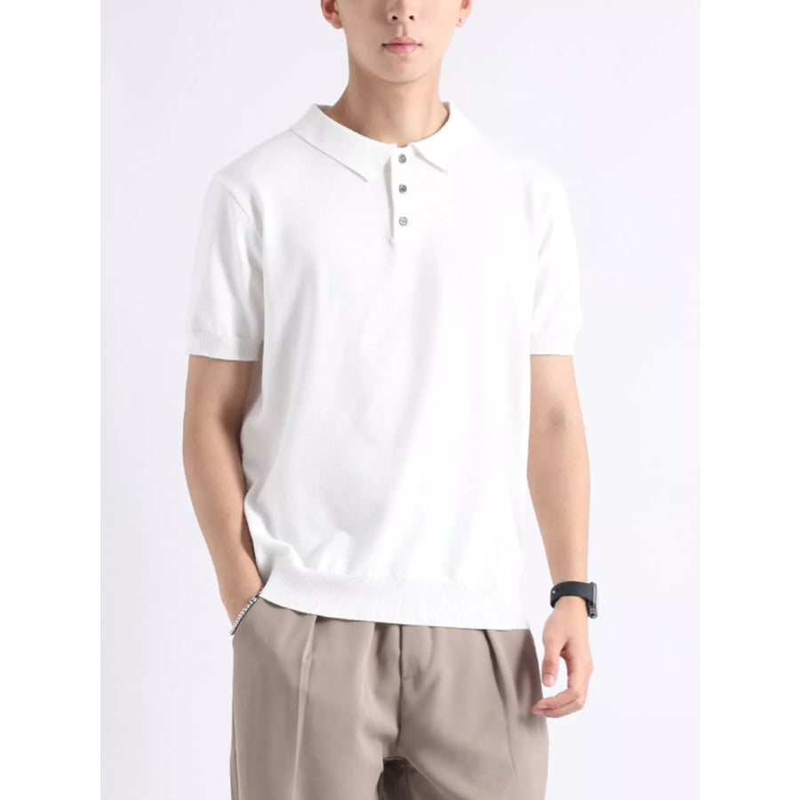 Men’s Plus Size Button Detail Short-Sleeve Polo White / M Apparel and Accessories