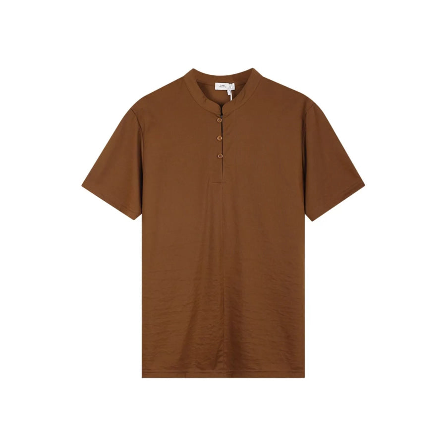 Men’s Plus Size Button Detail Short Sleeve Top Apparel and Accessories