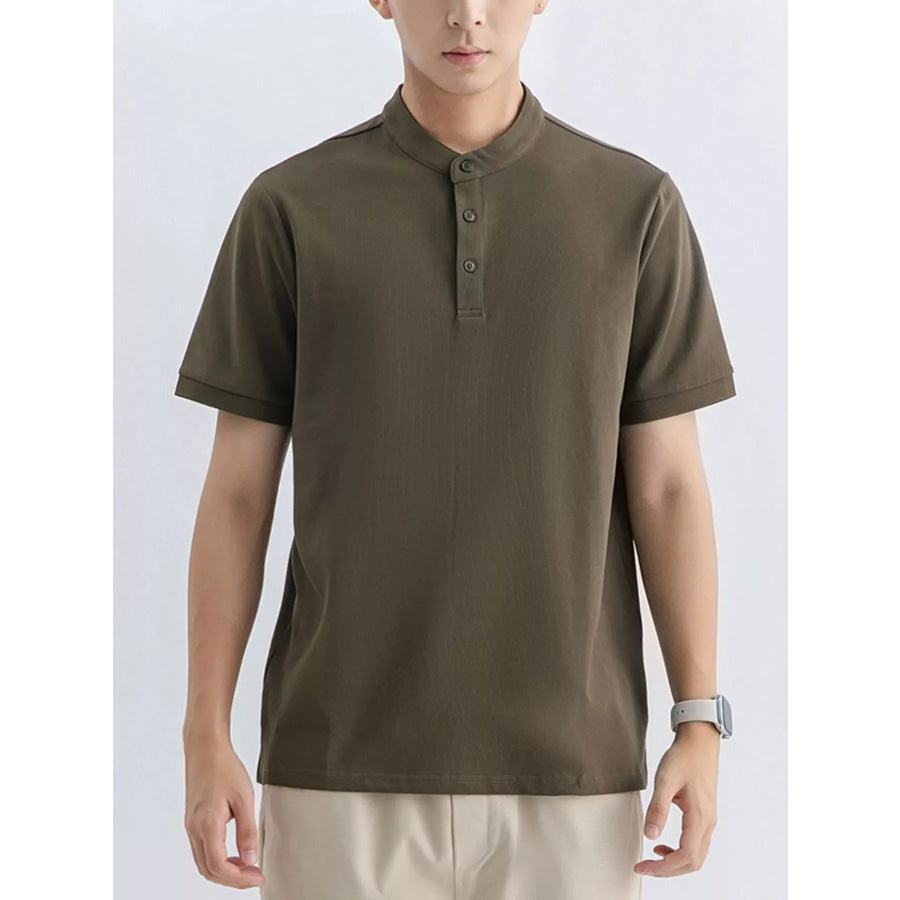Men’s Plus Size Button Detail Short Sleeve Top Apparel and Accessories
