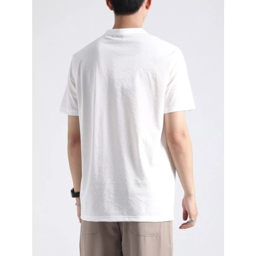Men’s Plus Size Button Detail Short Sleeve Top Apparel and Accessories