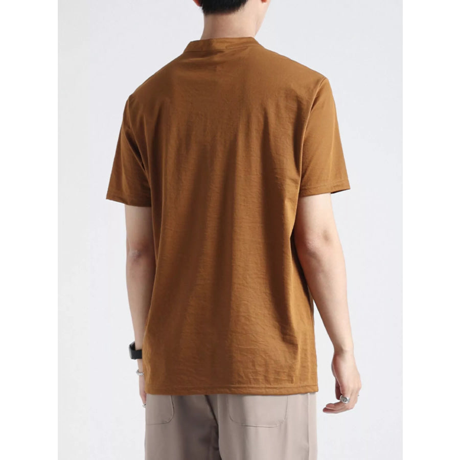 Men’s Plus Size Button Detail Short Sleeve Top Apparel and Accessories