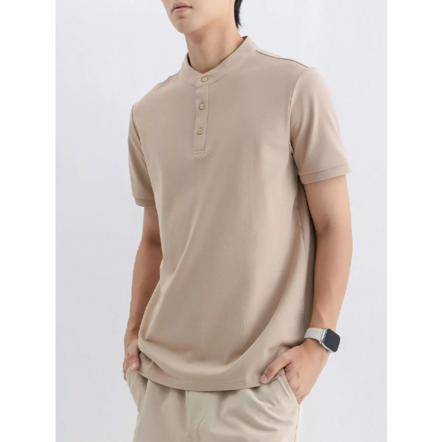 Men’s Plus Size Button Detail Short Sleeve Top Apparel and Accessories