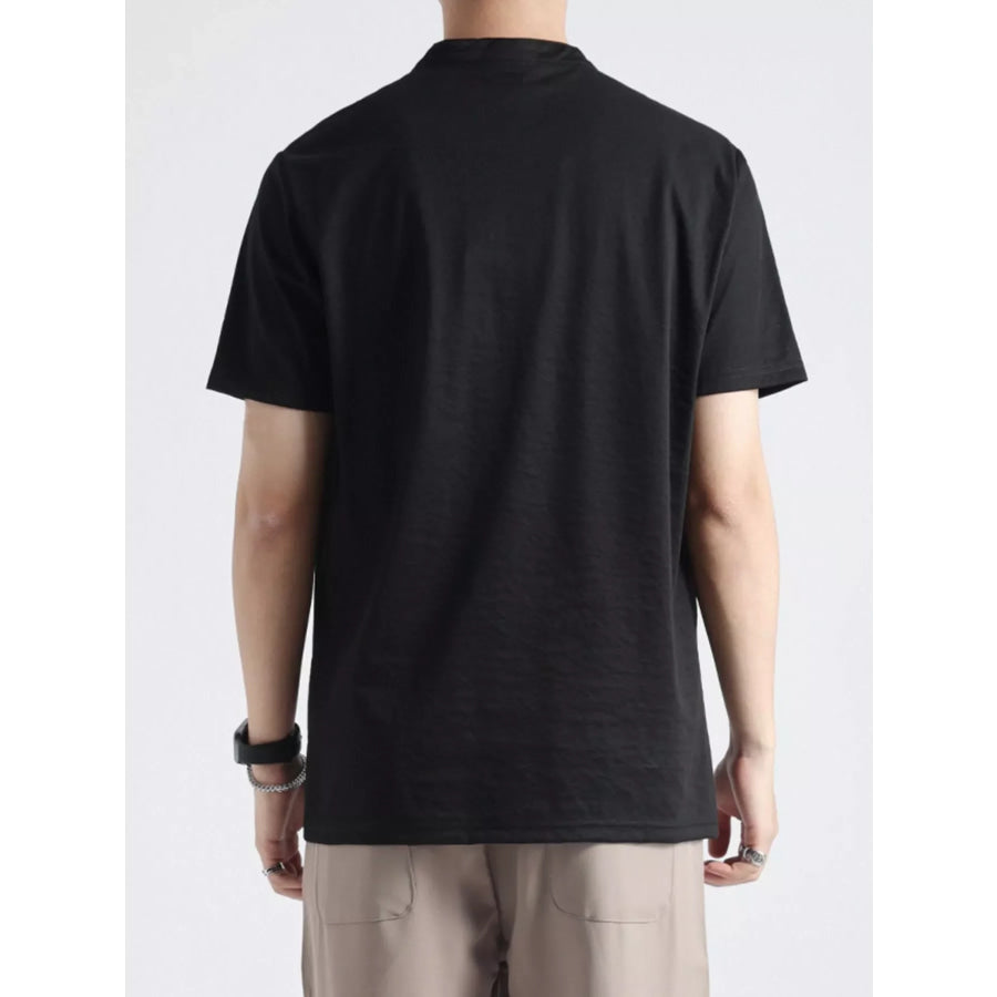 Men’s Plus Size Button Detail Short Sleeve Top Apparel and Accessories