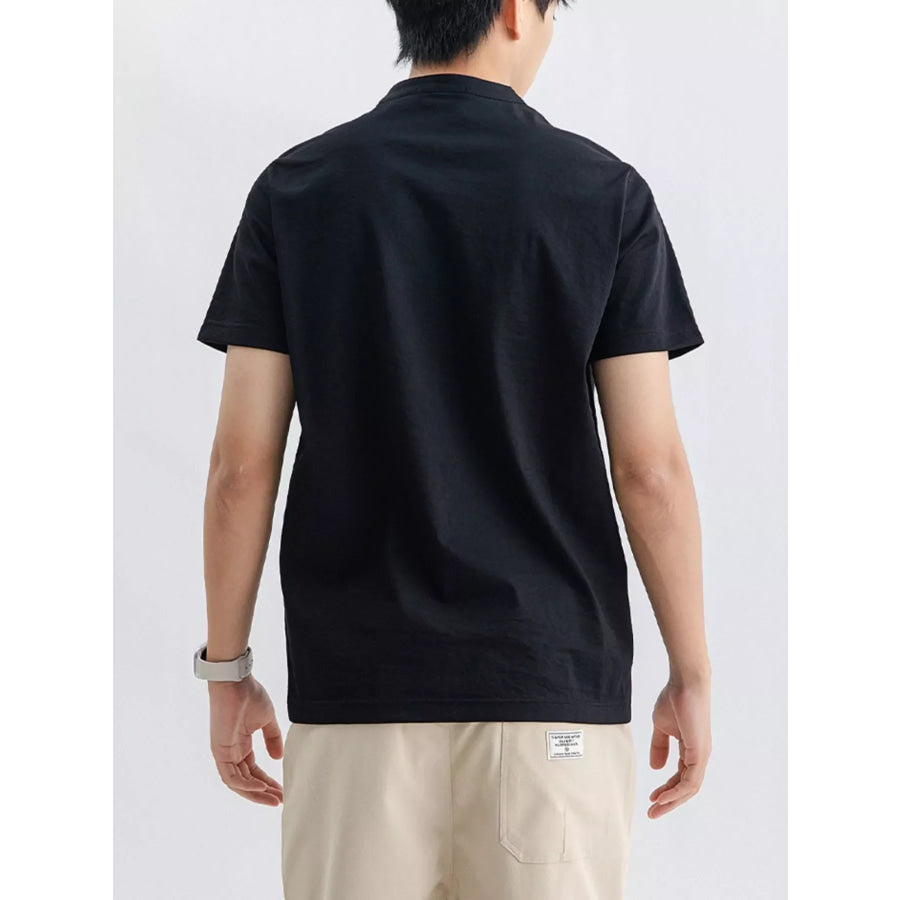 Men’s Plus Size Button Detail Short Sleeve Top Apparel and Accessories