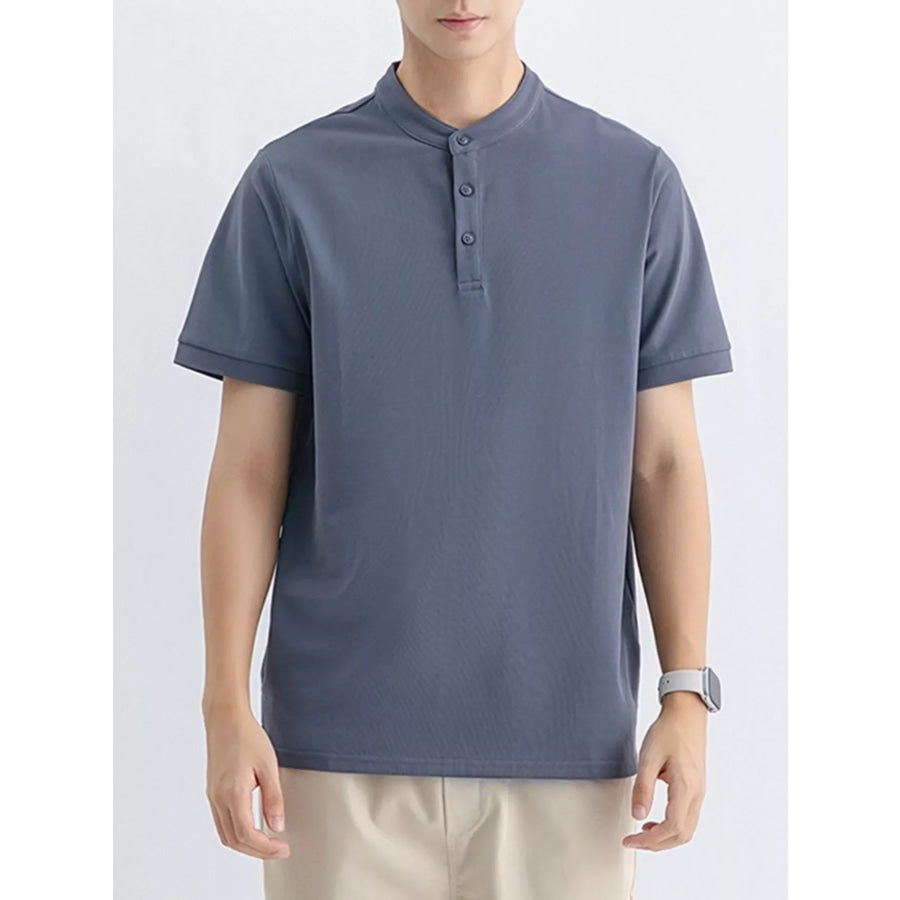 Men’s Plus Size Button Detail Short Sleeve Top Apparel and Accessories