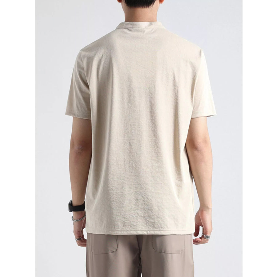 Men’s Plus Size Button Detail Short Sleeve Top Apparel and Accessories