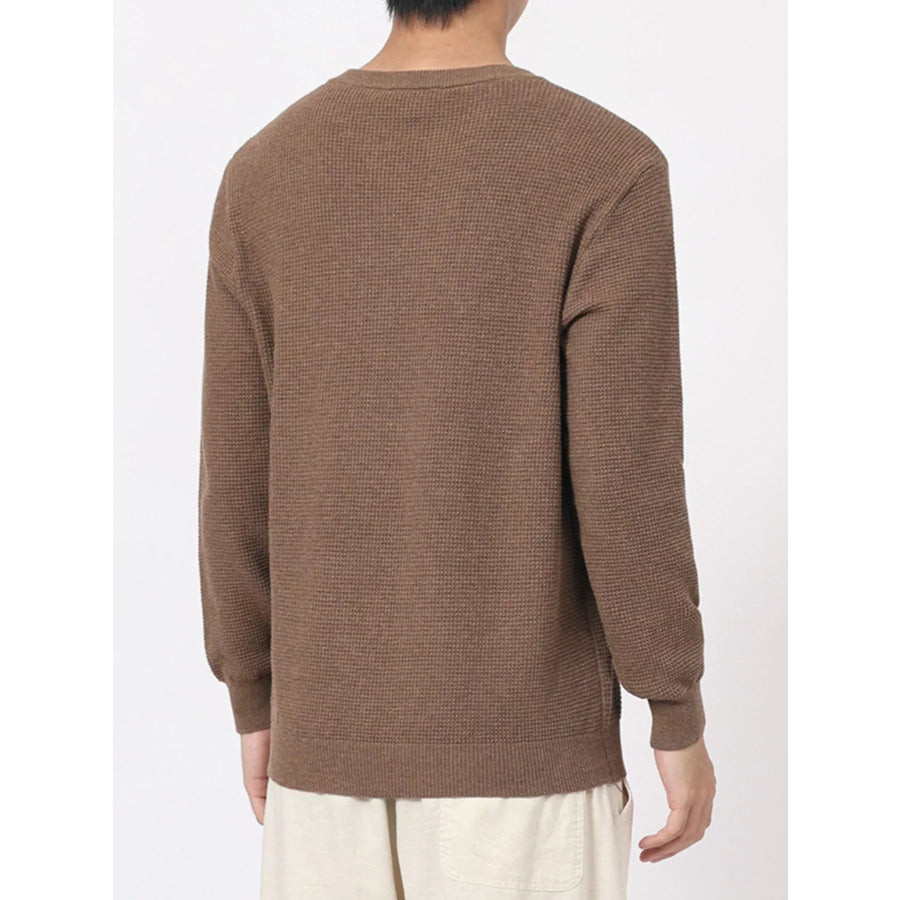 Men’s Plus Size Button Detail Waffle Knit Top Apparel and Accessories