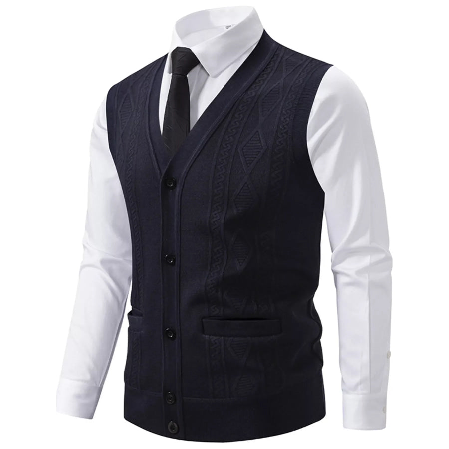 Men’s Plus Size Button-Down Sweater Vest Black / L Apparel and Accessories