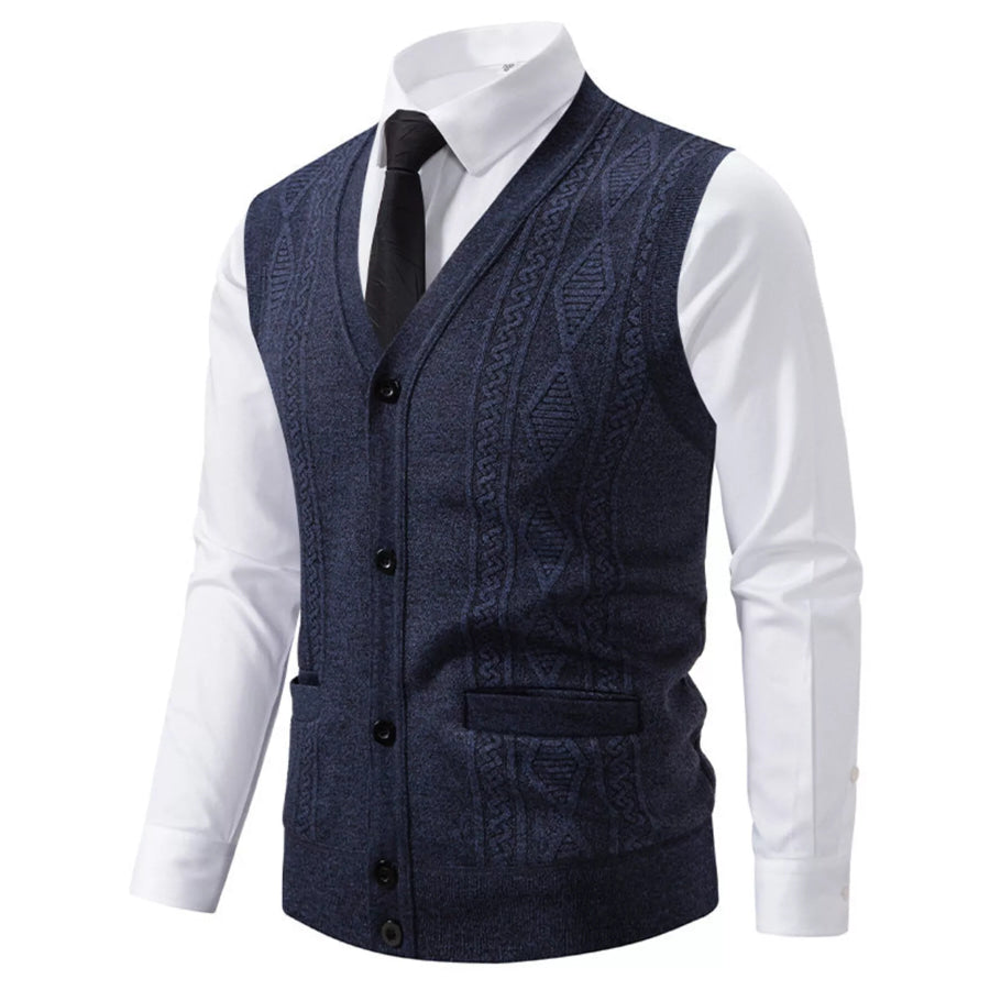 Men’s Plus Size Button-Down Sweater Vest Dark Gray / L Apparel and Accessories