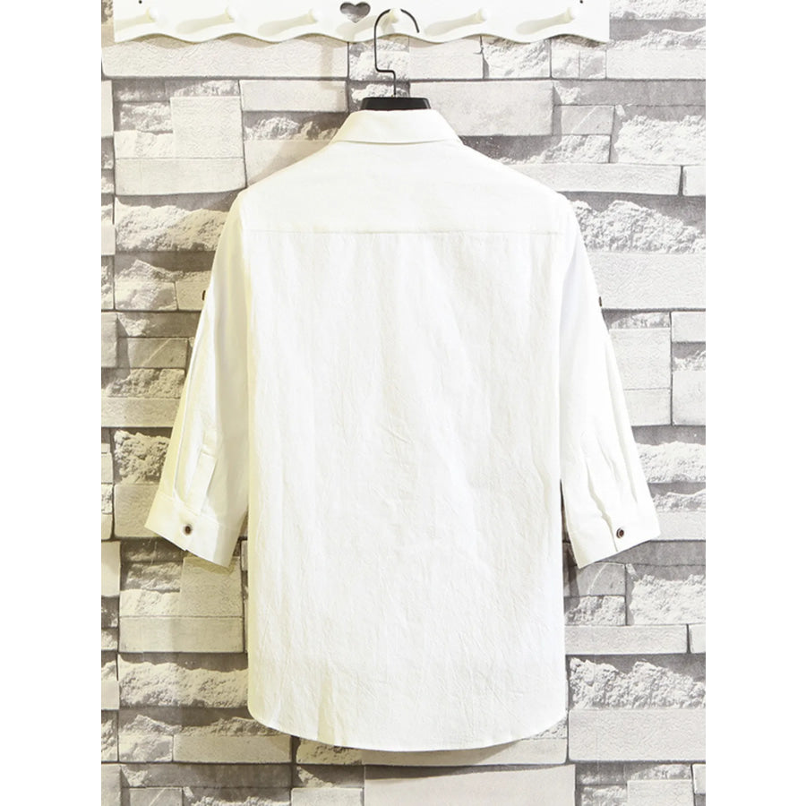 Men’s Plus Size Button Up 3/4 Sleeve Shirt Apparel and Accessories