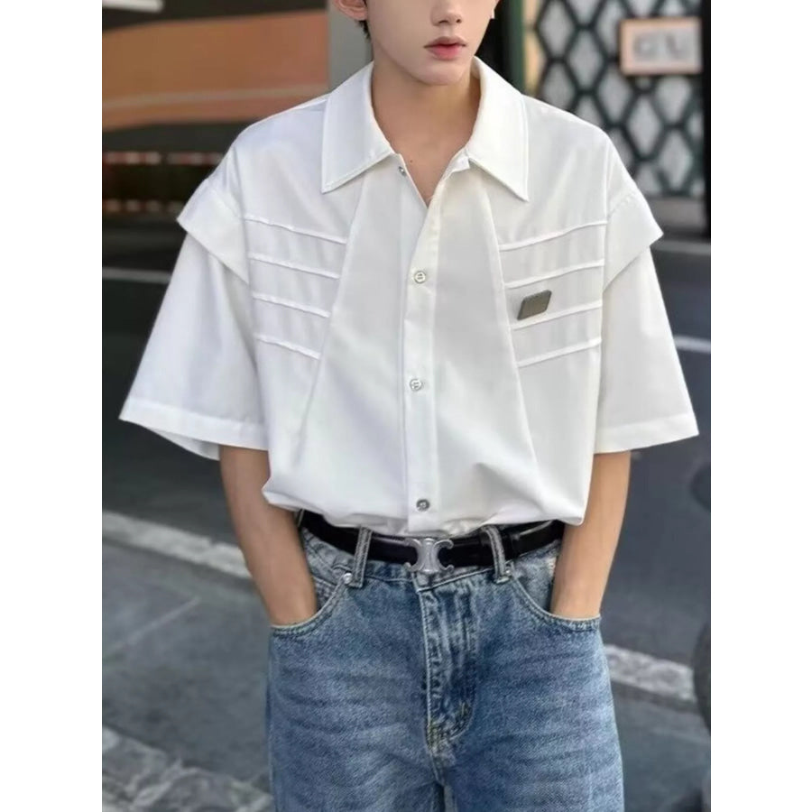 Men’s Plus Size Button Up Half Sleeve Shirt Apparel and Accessories