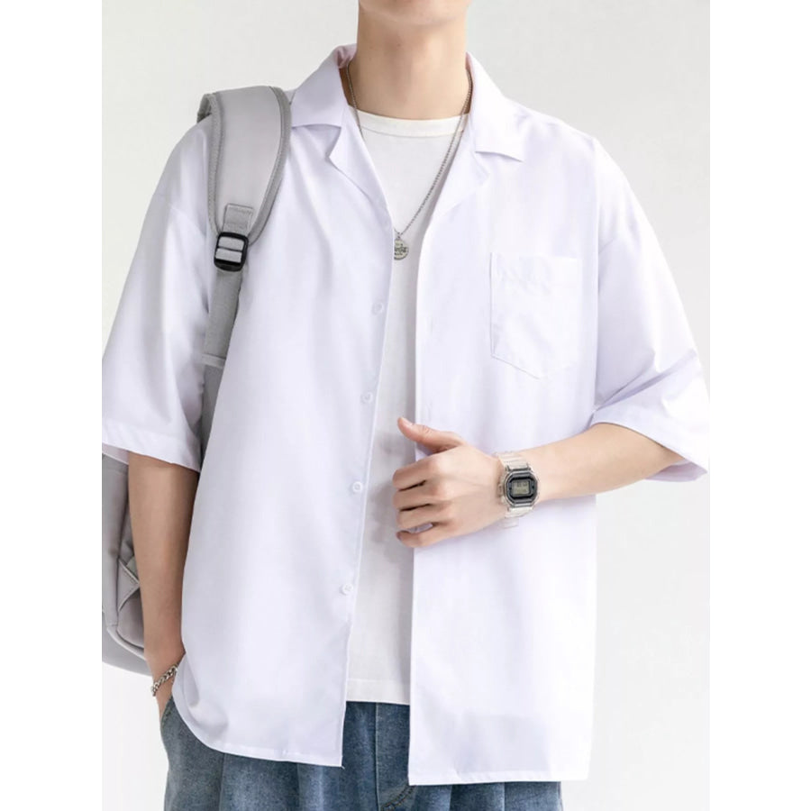 Men’s Plus Size Button Up Half Sleeve Shirt Apparel and Accessories