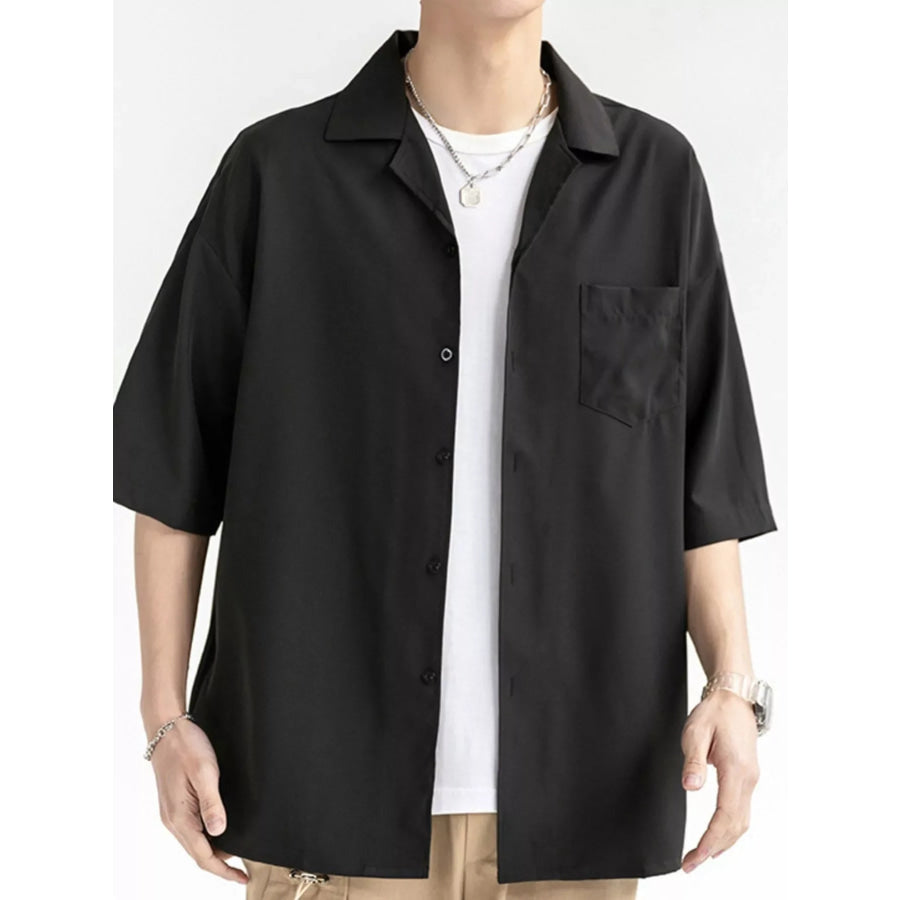 Men’s Plus Size Button Up Half Sleeve Shirt Apparel and Accessories