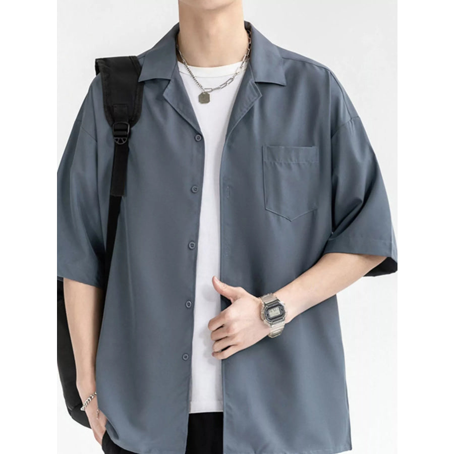 Men’s Plus Size Button Up Half Sleeve Shirt Apparel and Accessories