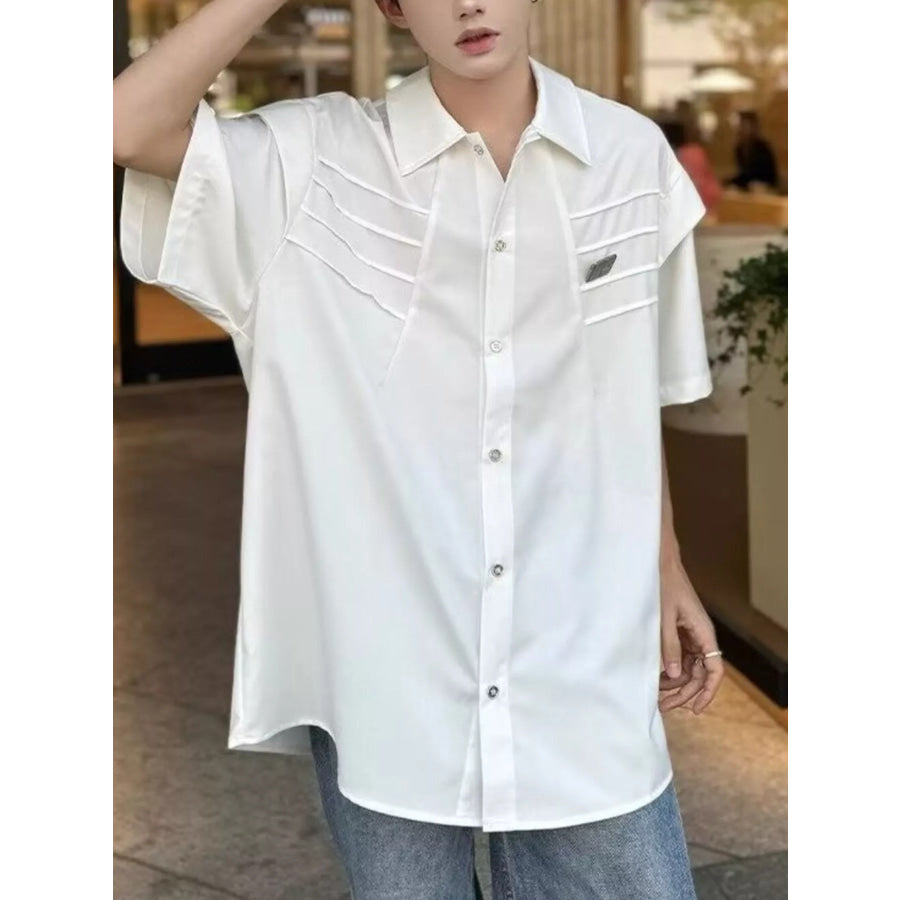 Men’s Plus Size Button Up Half Sleeve Shirt White / M Apparel and Accessories