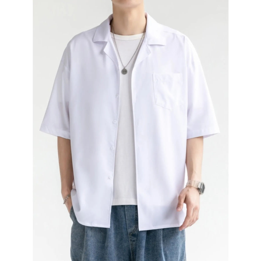 Men’s Plus Size Button Up Half Sleeve Shirt White / M Apparel and Accessories