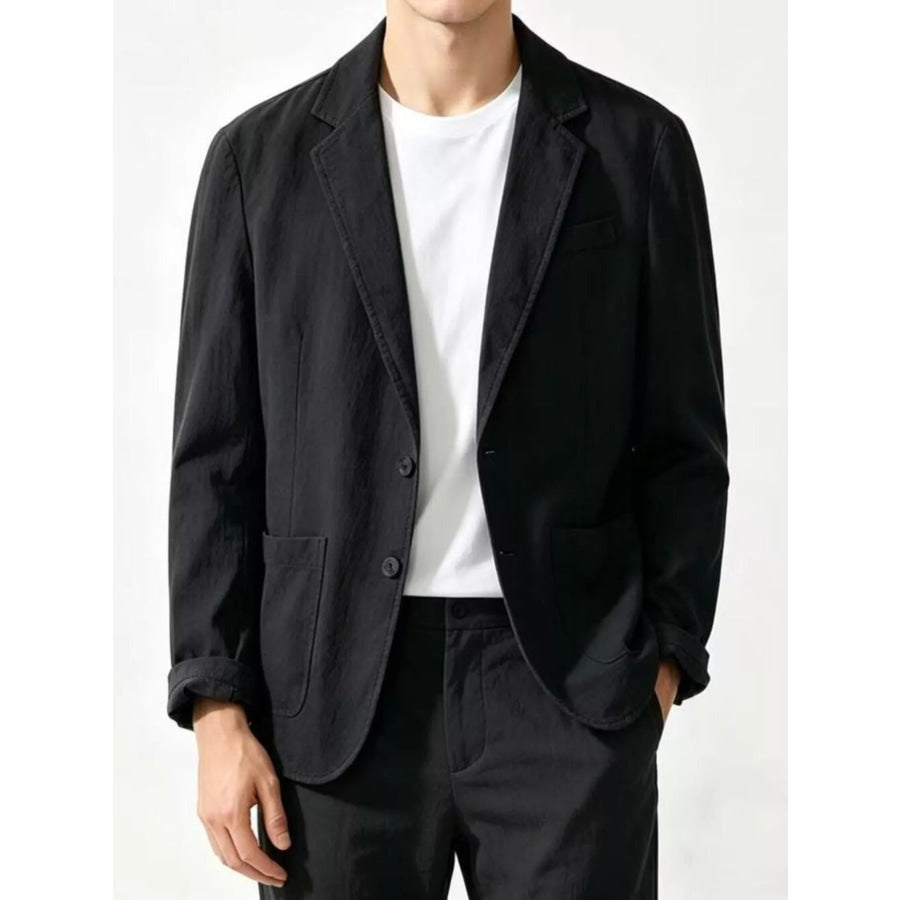 Men’s Plus Size Button Up Long Sleeve Blazer Black / M Apparel and Accessories